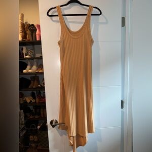 Chaser Tan Asymmetrical Sundress Sleeveless Scoop Neck